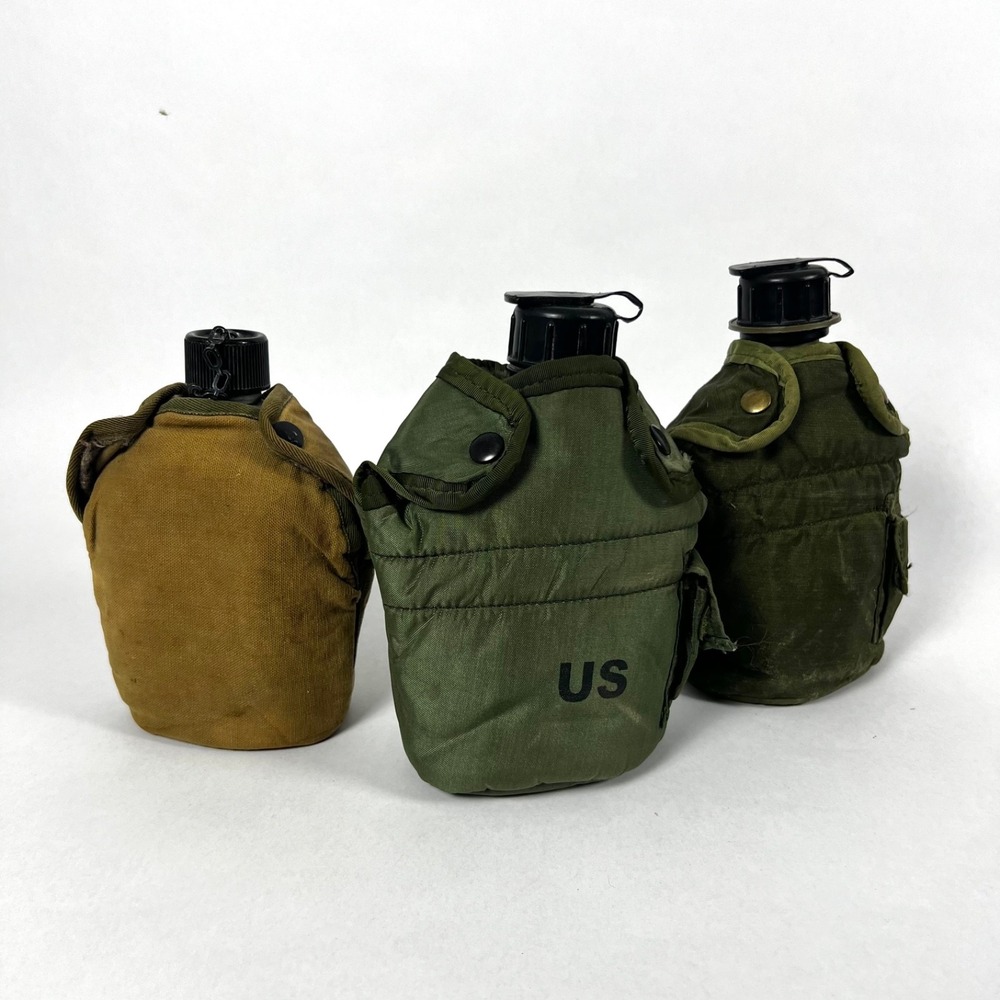 US Army Military Canteens Lot of 3 Unisex OS Olive Drab Good Vintage 1956-2003